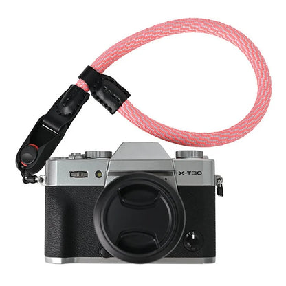 23cm DSLR Camera Carrying Lanyard Braided Nylon PU Leather Quick Release Wrist Strap