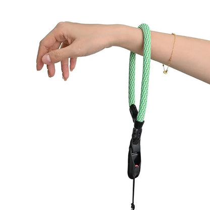23cm DSLR Camera Carrying Lanyard Braided Nylon PU Leather Quick Release Wrist Strap