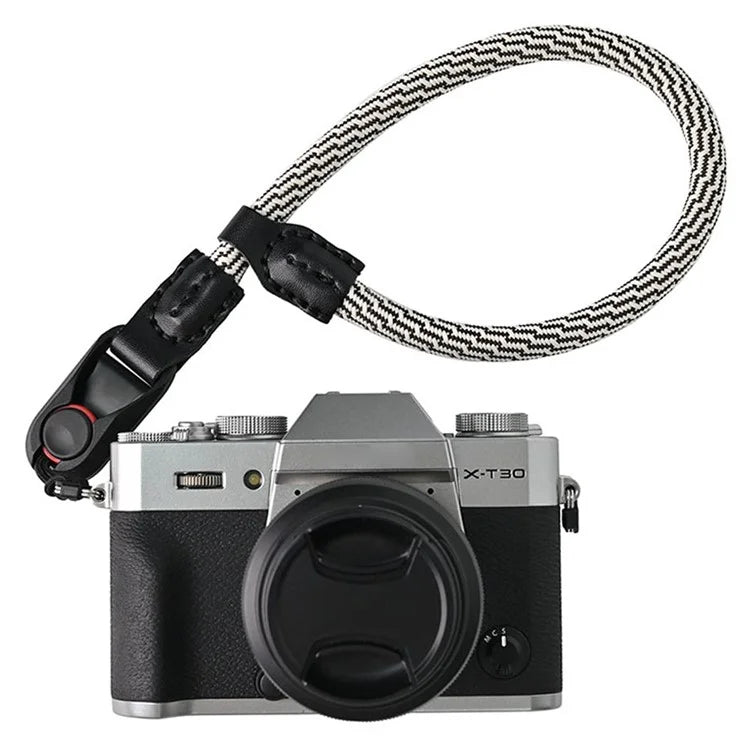 23cm DSLR Camera Carrying Lanyard Braided Nylon PU Leather Quick Release Wrist Strap