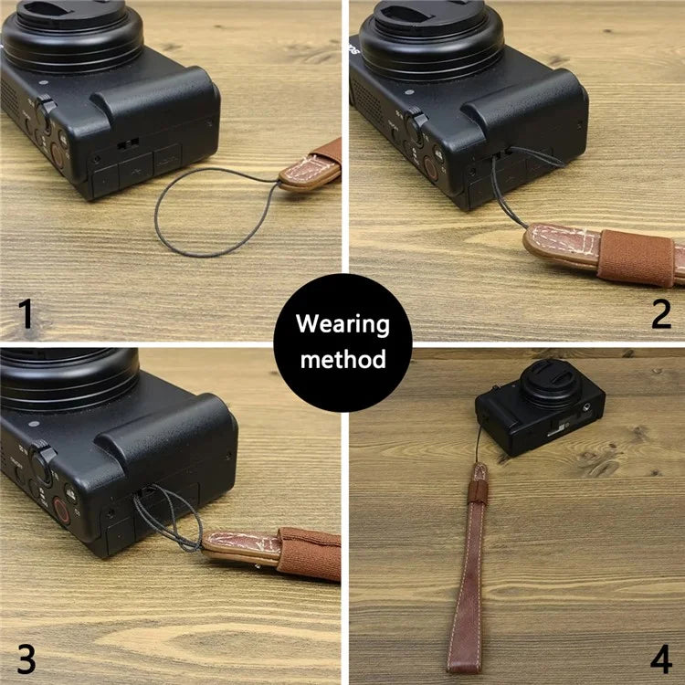 For Sony RX100 ZV-1F / Panasonic LX10 PU Leather Wrist Strap Camera Carrying Strap