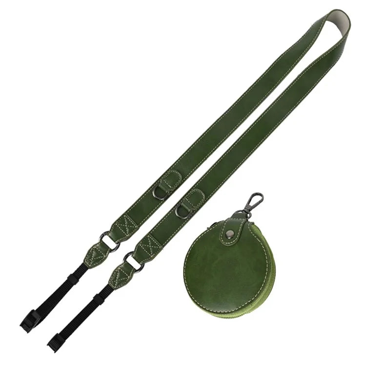 PU Leather Camera Carrying Strap SLR Camera Neck Shoulder Strap + Small Bag