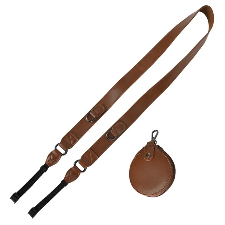 PU Leather Camera Carrying Strap SLR Camera Neck Shoulder Strap + Small Bag