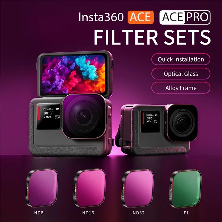 STARTRC 1144406 For Insta360 Ace / Ace Pro ND8+ND16+ND32+PL Optical Glass Lens Filter Action Camera Accessories