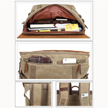 3033 Outdoor Travel Photography Bag Tripod Carrying Waxed Canvas Backpack for 15-inch Laptop