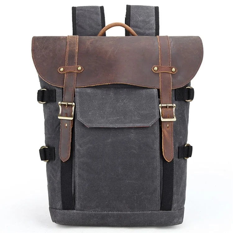 3033 Outdoor Travel Photography Bag Tripod Carrying Waxed Canvas Backpack for 15-inch Laptop