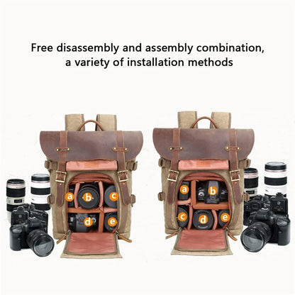 3033 Outdoor Travel Photography Bag Tripod Carrying Waxed Canvas Backpack for 15-inch Laptop