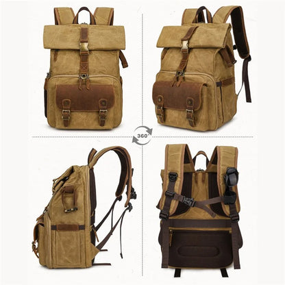 K-822 Waterproof Camera Bag Hiking Camping Canvas Rucksack Laptop Bag Travel Backpack
