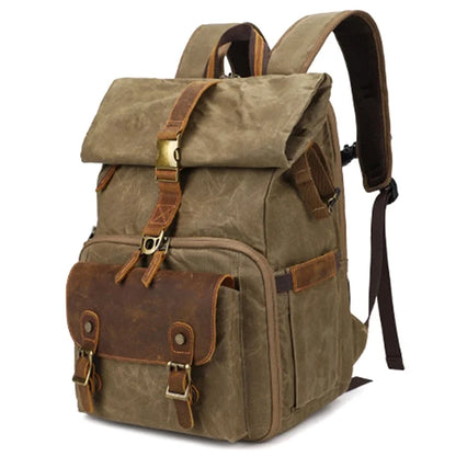 K-822 Waterproof Camera Bag Hiking Camping Canvas Rucksack Laptop Bag Travel Backpack
