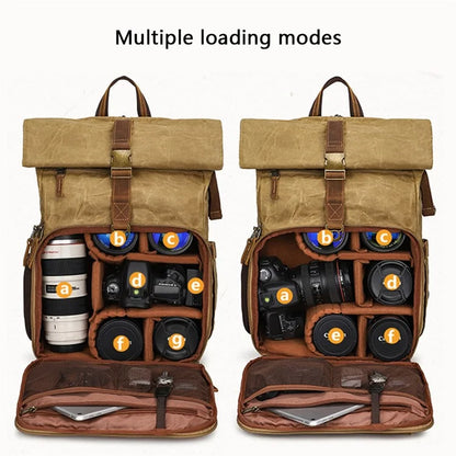 K-822 Waterproof Camera Bag Hiking Camping Canvas Rucksack Laptop Bag Travel Backpack
