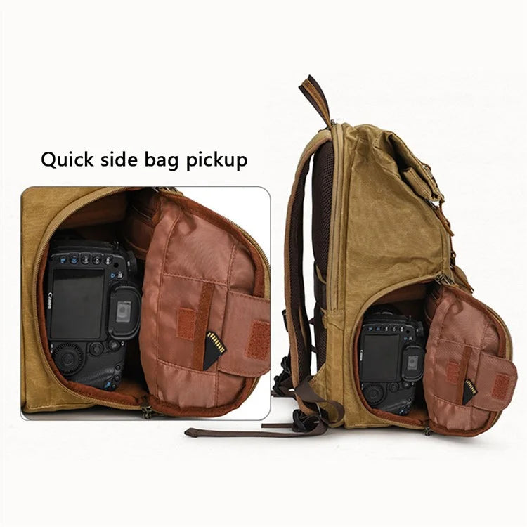 K-822 Waterproof Camera Bag Hiking Camping Canvas Rucksack Laptop Bag Travel Backpack