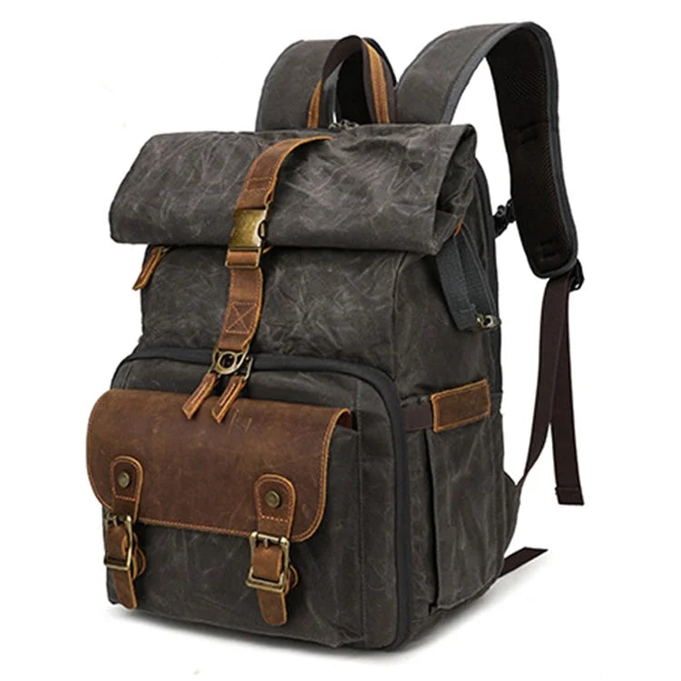 K-822 Waterproof Camera Bag Hiking Camping Canvas Rucksack Laptop Bag Travel Backpack