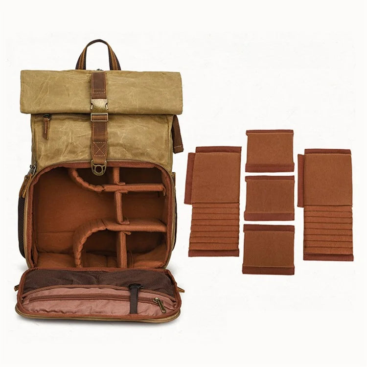 K-822 Waterproof Camera Bag Hiking Camping Canvas Rucksack Laptop Bag Travel Backpack
