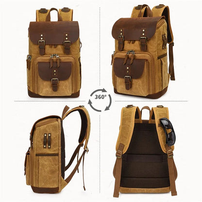 K-86 Canvas Rucksack Waterproof Camera Bag Hiking Camping Travel Backpack