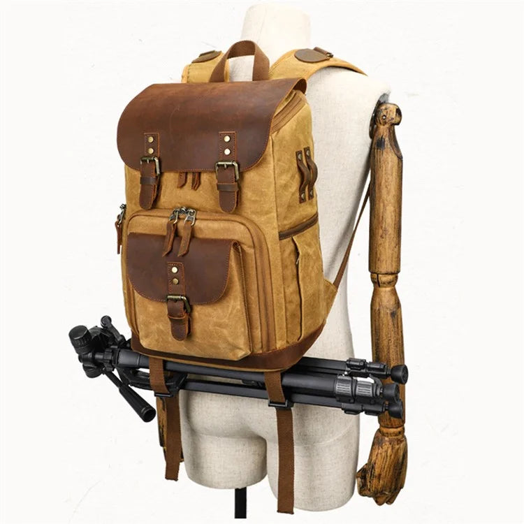K-86 Canvas Rucksack Waterproof Camera Bag Hiking Camping Travel Backpack