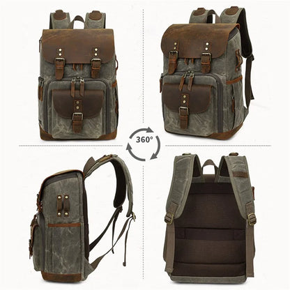 K-86 Canvas Rucksack Waterproof Camera Bag Hiking Camping Travel Backpack