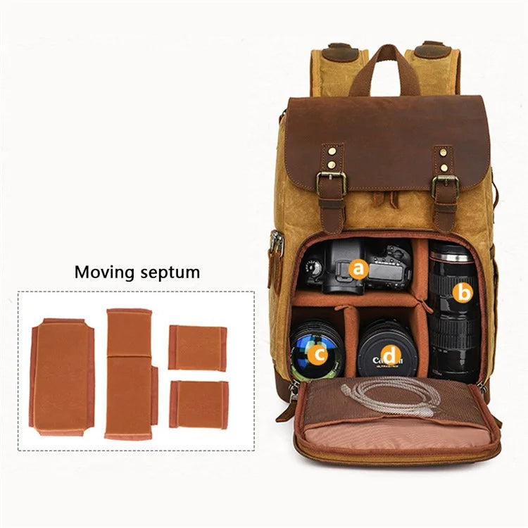 K-86 Canvas Rucksack Waterproof Camera Bag Hiking Camping Travel Backpack