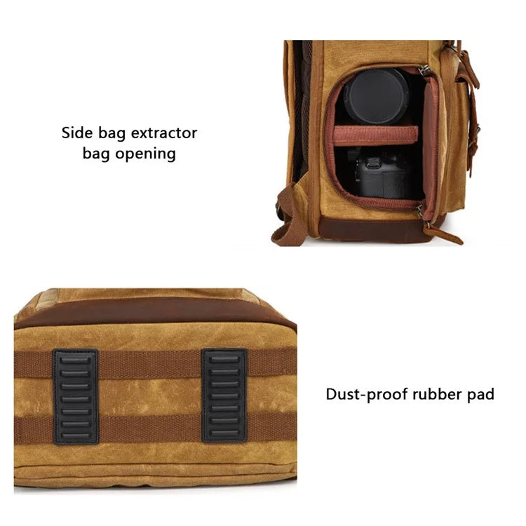 K-86 Canvas Rucksack Waterproof Camera Bag Hiking Camping Travel Backpack