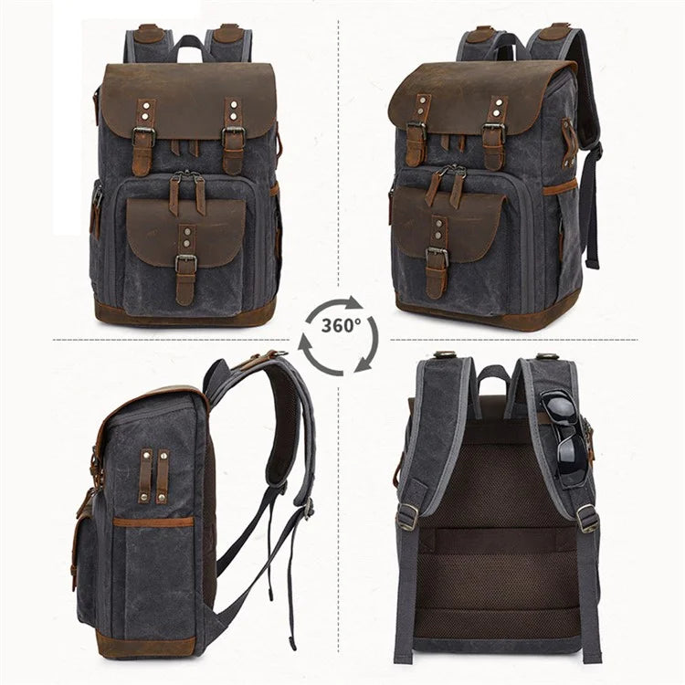 K-86 Canvas Rucksack Waterproof Camera Bag Hiking Camping Travel Backpack