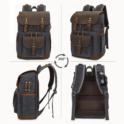 K-86 Canvas Rucksack Waterproof Camera Bag Hiking Camping Travel Backpack