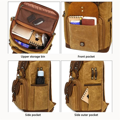 K-86 Canvas Rucksack Waterproof Camera Bag Hiking Camping Travel Backpack
