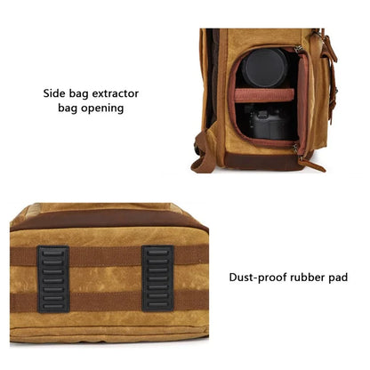 K-86 Canvas Rucksack Waterproof Camera Bag Hiking Camping Travel Backpack