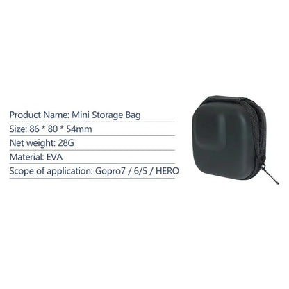 XWJ089 For GoPro Sports Camera EVA Storage Bag Shockproof Zipper Bag with Opening