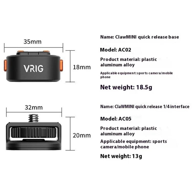 Magnetic 1 / 4 Quick Release Adapter + Base for Action Camera / Mobile Phone