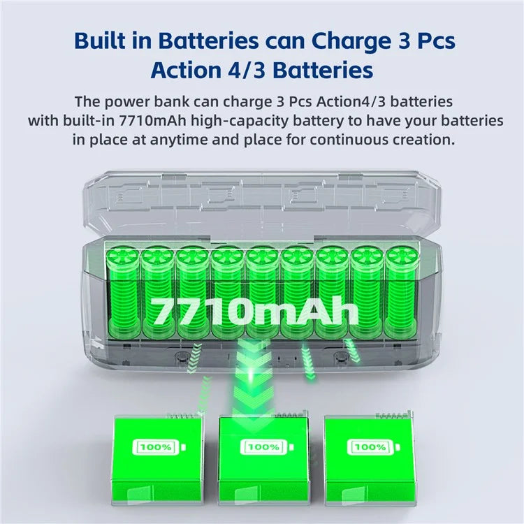 AMAGISN 7710mAh Fast Charging Power Bank for DJI Osmo Action 4 / 3 Action Camera Accessories