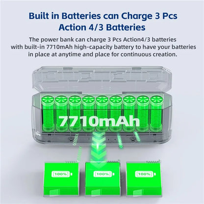 AMAGISN 7710mAh Fast Charging Power Bank for DJI Osmo Action 4 / 3 Action Camera Accessories