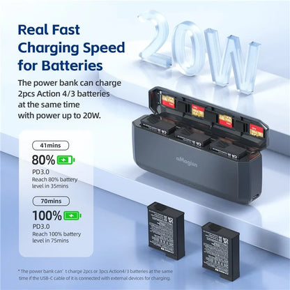 AMAGISN 7710mAh Fast Charging Power Bank for DJI Osmo Action 4 / 3 Action Camera Accessories