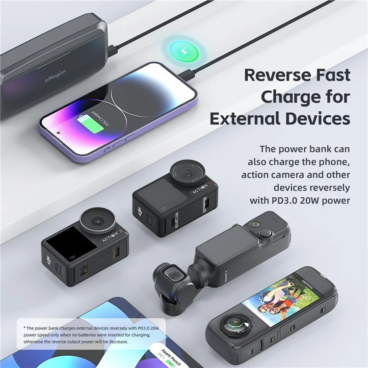AMAGISN 7710mAh Fast Charging Power Bank for DJI Osmo Action 4 / 3 Action Camera Accessories