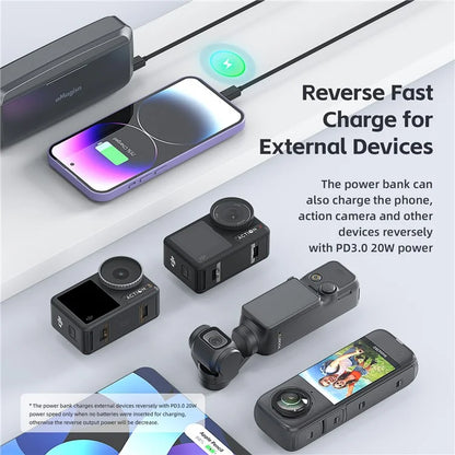 AMAGISN 7710mAh Fast Charging Power Bank for DJI Osmo Action 4 / 3 Action Camera Accessories