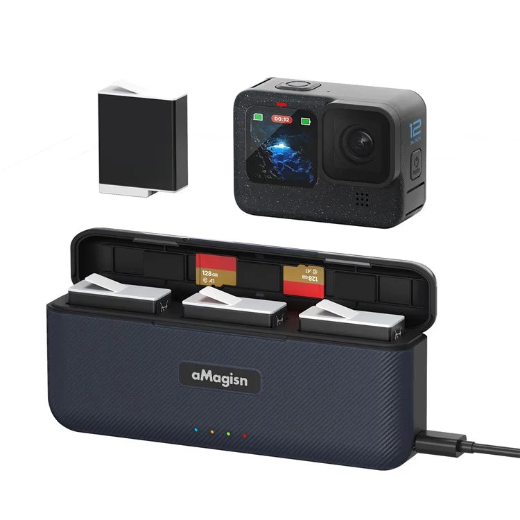 AMAGISN Charging Case for GoPro Hero 12 / 11 / 10 / 9 Action Camera Battery Charger Storage Box