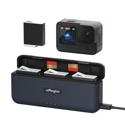 AMAGISN Charging Case for GoPro Hero 12 / 11 / 10 / 9 Action Camera Battery Charger Storage Box