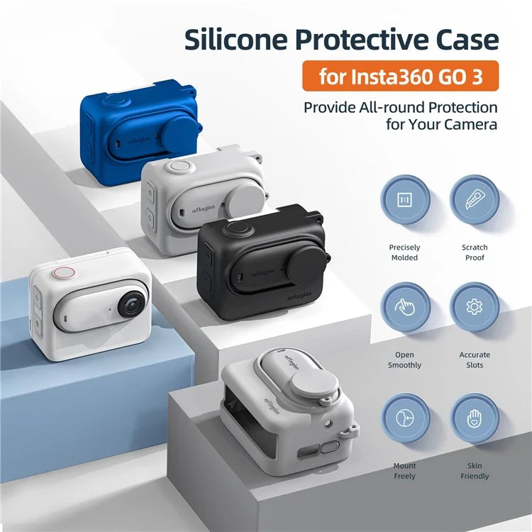 AMAGISN Silicone Protective Case for Insta360 GO 3 Action Camera Shockproof Cover