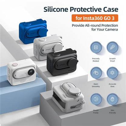 AMAGISN Silicone Protective Case for Insta360 GO 3 Action Camera Shockproof Cover