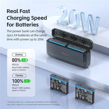 AMAGISN 7710mAh Fast Charging Power Bank for Insta360 X4 Camera Battery Charger Accessory