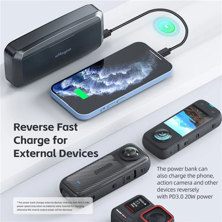 AMAGISN 7710mAh Fast Charging Power Bank for Insta360 X4 Camera Battery Charger Accessory
