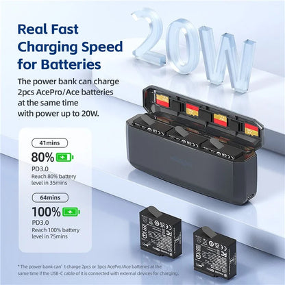 AMAGISN Fast Charging Power Bank for Insta360 Ace Pro / Ace Camera Battery Charger 7710mAh