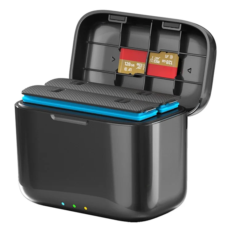 AMAGISN For Insta360 X4 Sports Camera Fast Charging Battery Box Memory Card Storage Case (No Battery)