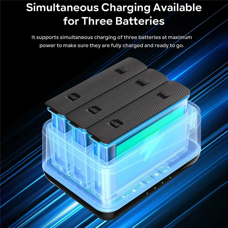 AMAGISN For Insta360 X4 Sports Camera 3-Slot Battery Charging Hub Memory Card Storage Case (No Battery)