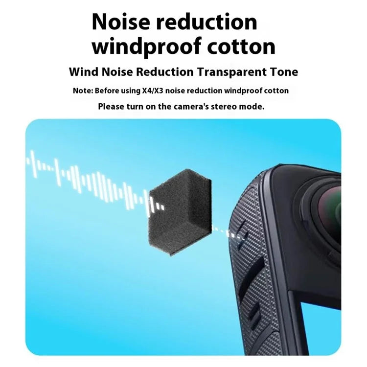 BRDRC 6Pcs For Insta360 X4 / X3 / ONE X2 Mic Wind Muff Camera Noise Reduction Sponge Video Muffler Accessories