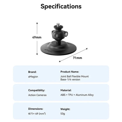 AMAGISN For DJI / GoPro / Insta360 Sports Camera Joint Ball Flexible Mount Adhesive Base