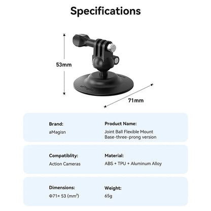 AMAGISN For DJI / GoPro / Insta360 Sports Camera Joint Ball Flexible Mount Adhesive Base