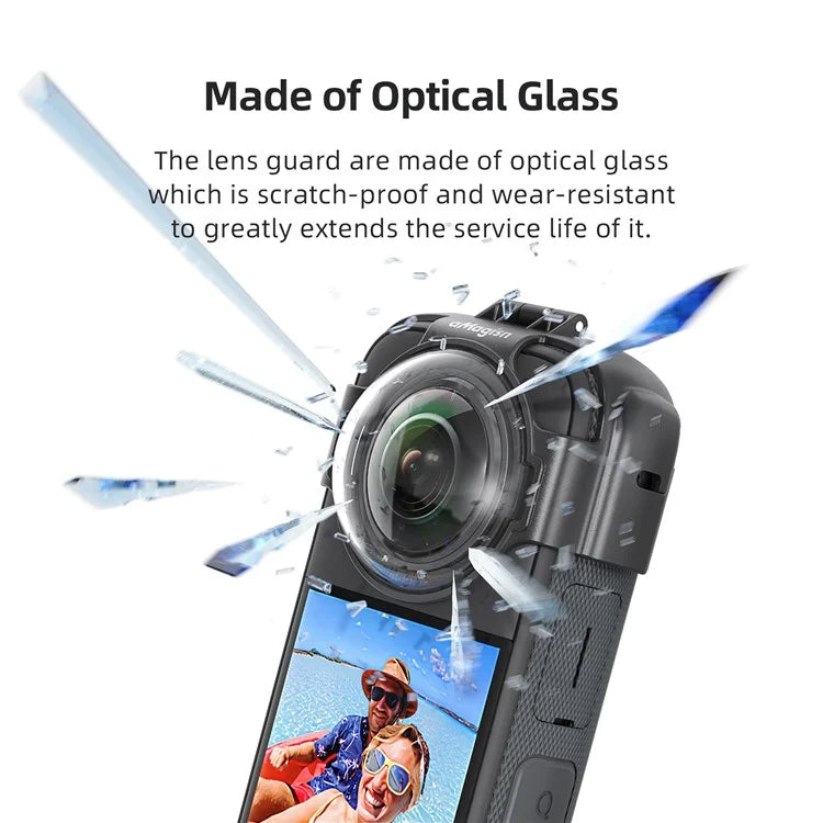 AMAGISN For Insta360 X3 Glass Anti-Fog Lens Guard Set with Silicone Lens Cap, Camera Case