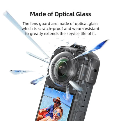 AMAGISN For Insta360 X3 Glass Anti-Fog Lens Guard Set with Silicone Lens Cap, Camera Case