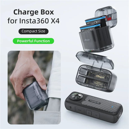 AMAGISN Battery Charger Hub for Insta360 X4 with TF Card Slots, 2-Channel Battery Charging Storage Station