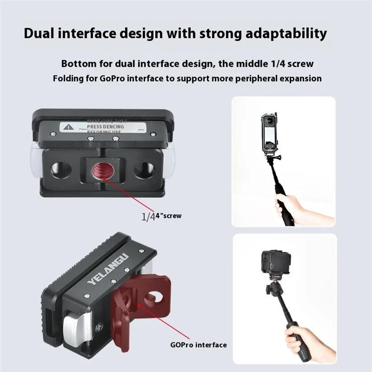 YELANGU ACE02 For Insta360 Ace Pro / Ace Magnetic Quick Release Base Aluminum Alloy Camera Adapter