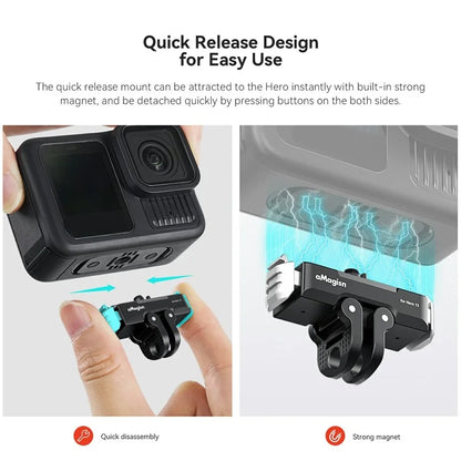 AMAGISN For GoPro Hero 13 Magnetic Metal Quick Release Mount Dual Interface Adapter Base Accessory