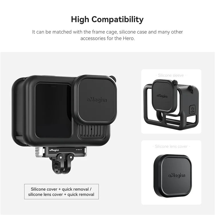 AMAGISN For GoPro Hero 13 Magnetic Metal Quick Release Mount Dual Interface Adapter Base Accessory